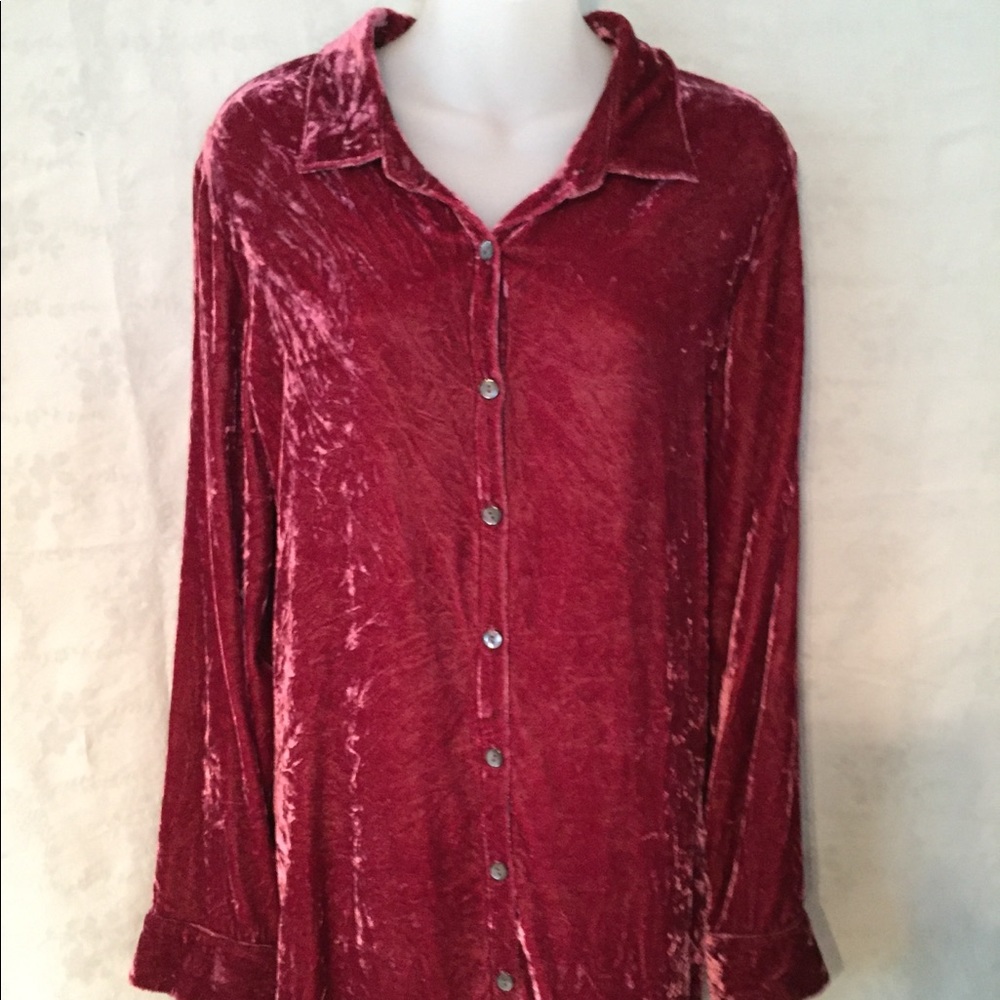 J. Jill burgundy crushed velvet blouse
